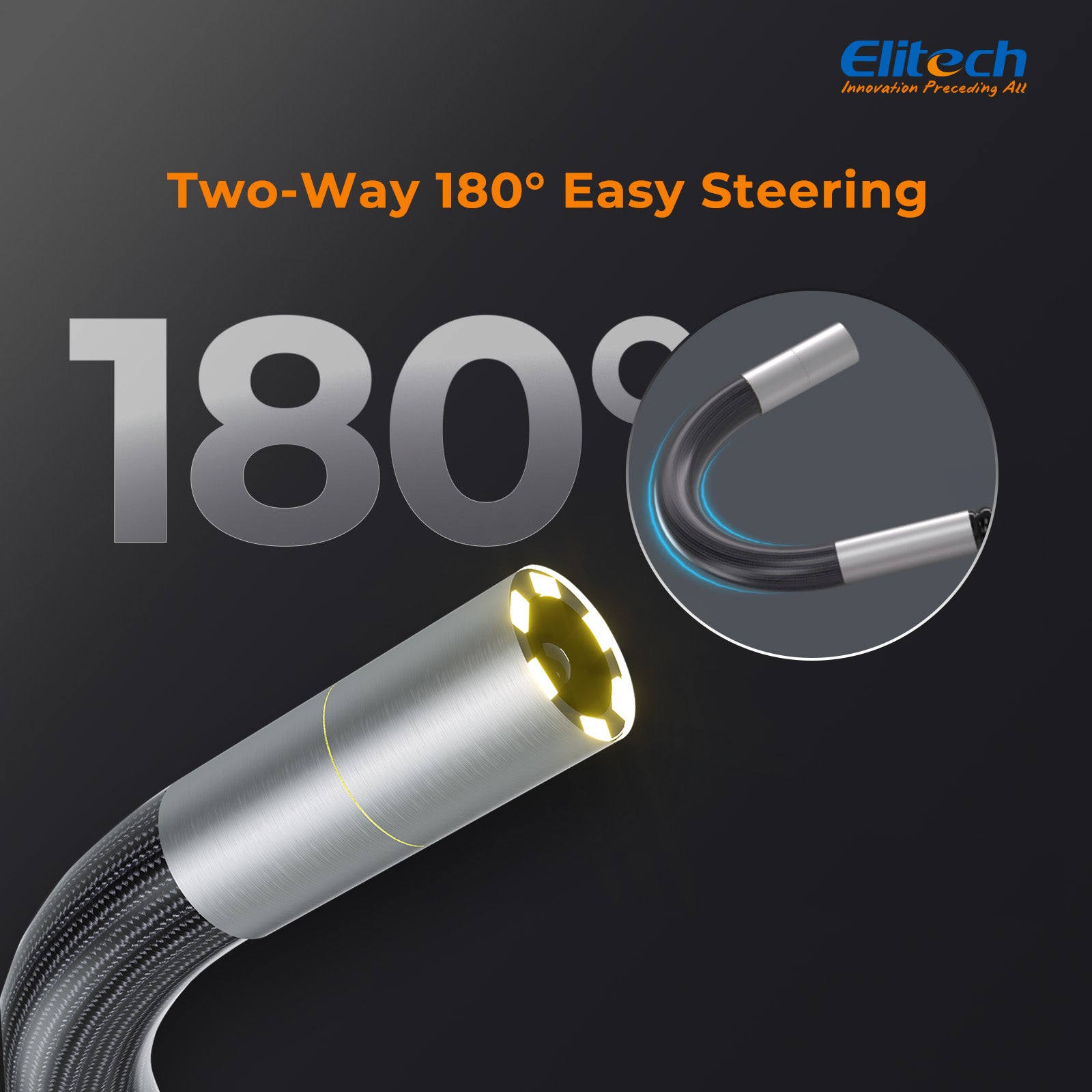 Elitech ELS-240 Articulating Borescope Inspection Camera, Two-Way 180° Steering Endoscope with 4.3