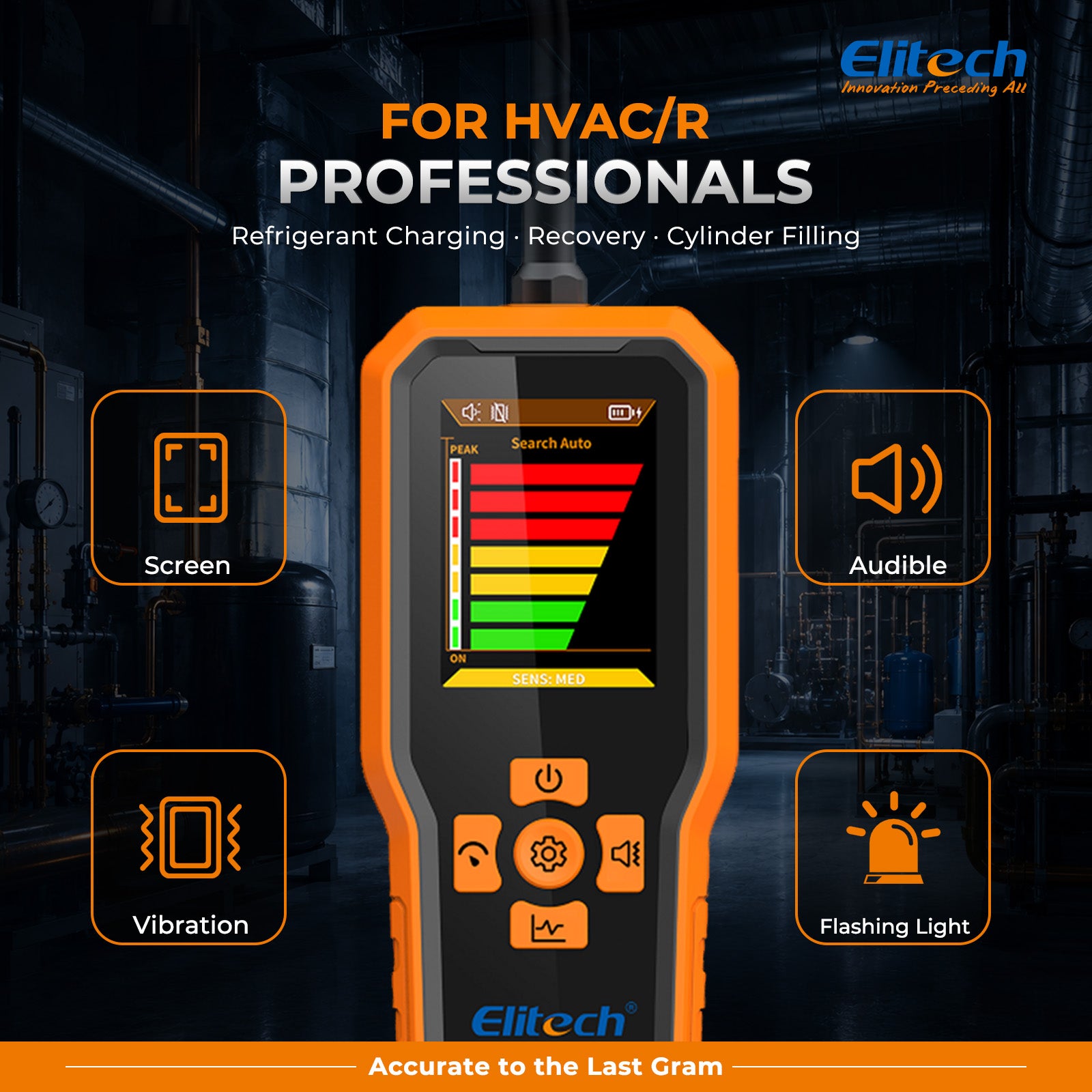 Elitech ILD-510S Infrared Refrigerant Leak Detector, 3 Sensitivity Levels 3/7/14 g/yr, 10-Year Sensor, 2.8-Inch TFT Display, Audible Vibration Visual Alerts for HVAC AC Automotive CFC HCFC HFC HFO