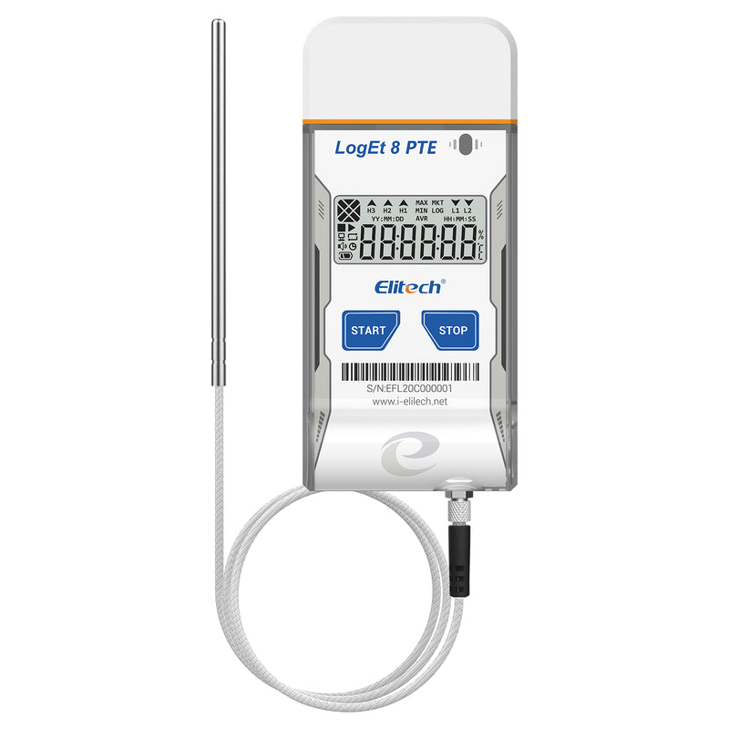 Elitech USB Temperature Data Logger Reusable Temperature Recorder Refrigerator Thermometer High Accuracy External Temperature Sensor, Auto PDF Report USB Port 32000 Points LogEt 8 PTE, -85～150℃