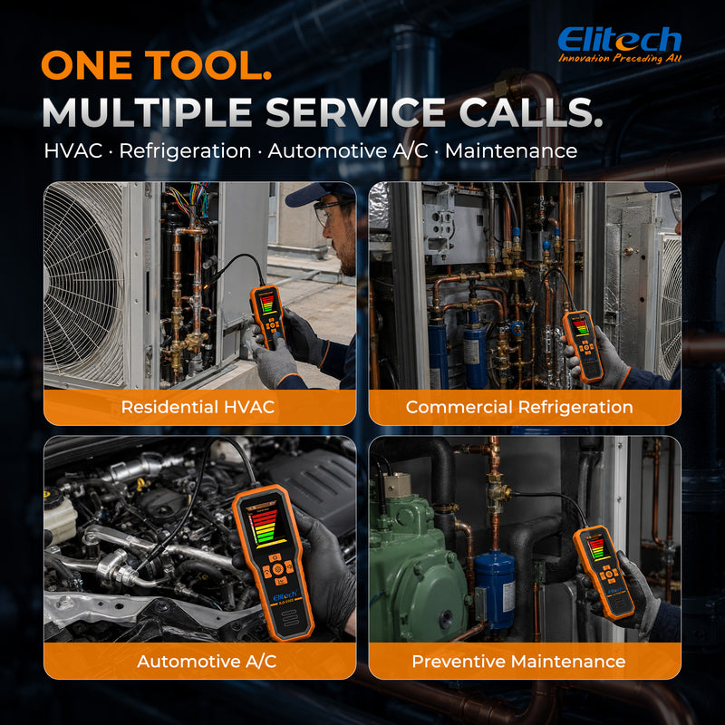 Elitech ILD-510S Infrared Refrigerant Leak Detector, 3 Sensitivity Levels 3/7/14 g/yr, 10-Year Sensor, 2.8-Inch TFT Display, Audible Vibration Visual Alerts for HVAC AC Automotive CFC HCFC HFC HFO