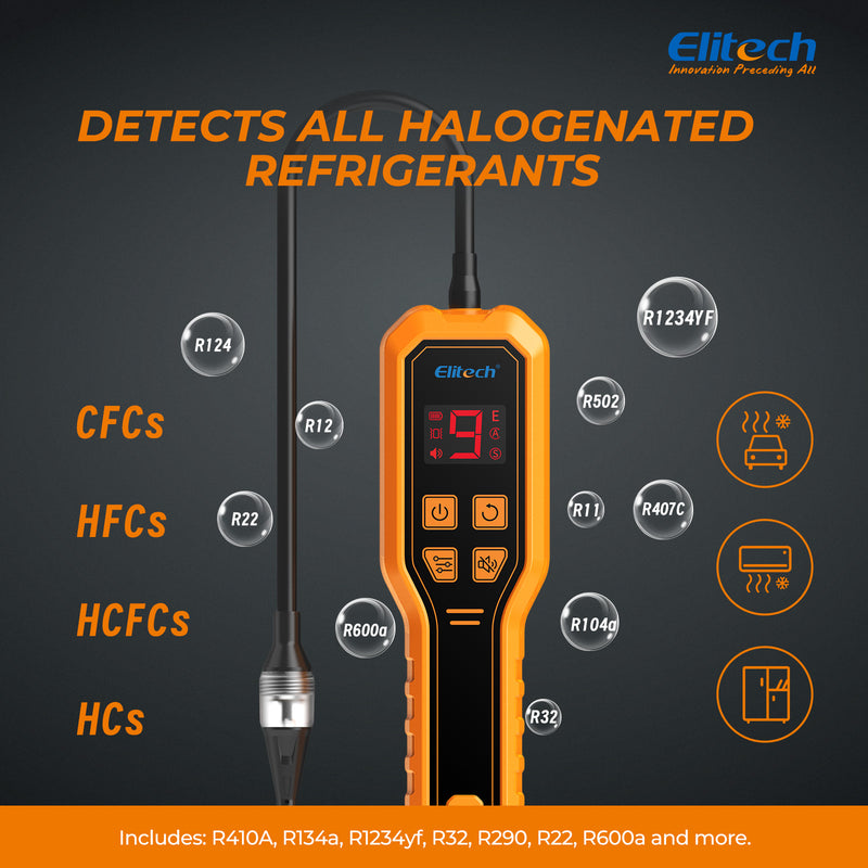 Elitech ELD-270 Heated Diode Refrigerant Leak Detector, HVAC Freon Sniffer with Digital Display & Vibration Alarm, High Sensitivity (2g/yr) for R410A R134a R1234yf R290 CFCs HCFCs HFCs