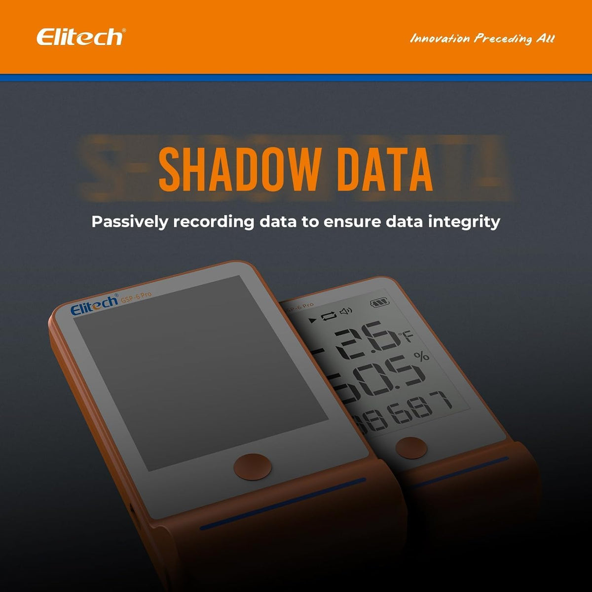 Elitech Bluetooth Thermometer Data Logger Temperature with Shadow Data 100000 Points Data Storage Export, Pharmacy Vaccine DDL Calibration Certificate, MAX MIN AVR MKT GSP-6Pro-GLE/THE
