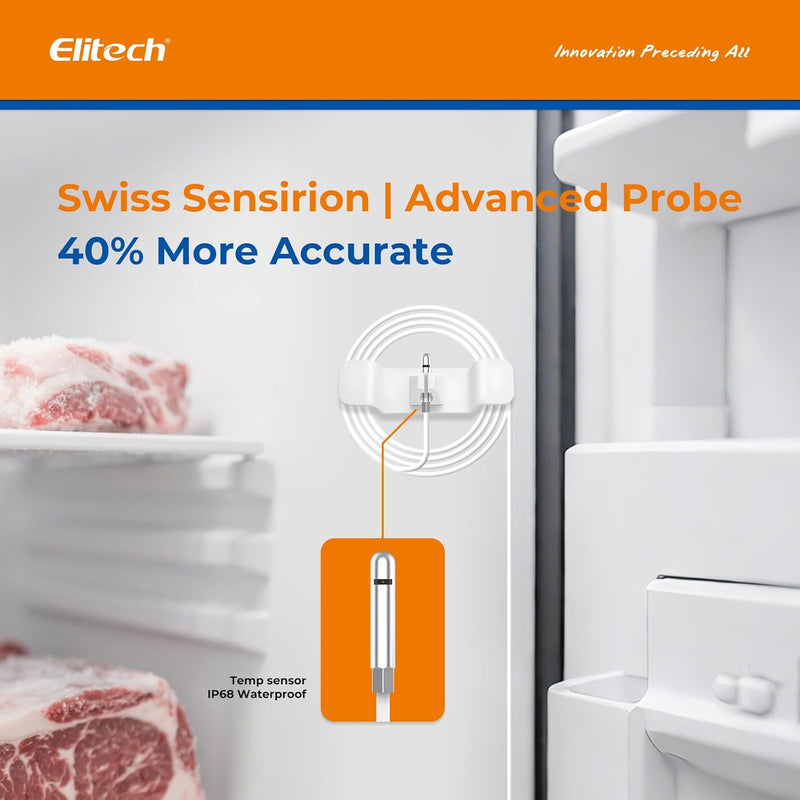 Elitech GSP-6 Bluetooth Data Logger Temperature Humidity for Refrigerator with Shadow Data 100000 Points Export PDF/CSV Report, Pharmacy Vaccine DDL Certificate, MAX MIN with Dual Probe,GSP-6Pro-TE/THE