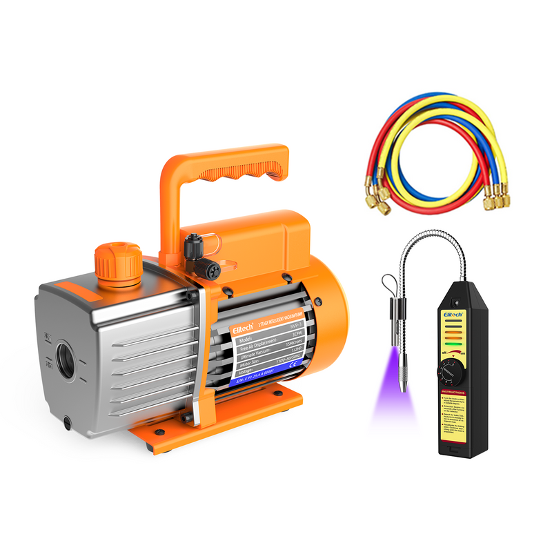Elitech NVP-3 HVAC Vacuum Pump 3CFM 1.5L/S 1/4HP Single Stage Rotary Vane Air Vacuum Pump for HVAC and Refrigeration Systems,  Durable and Easy to Maintain