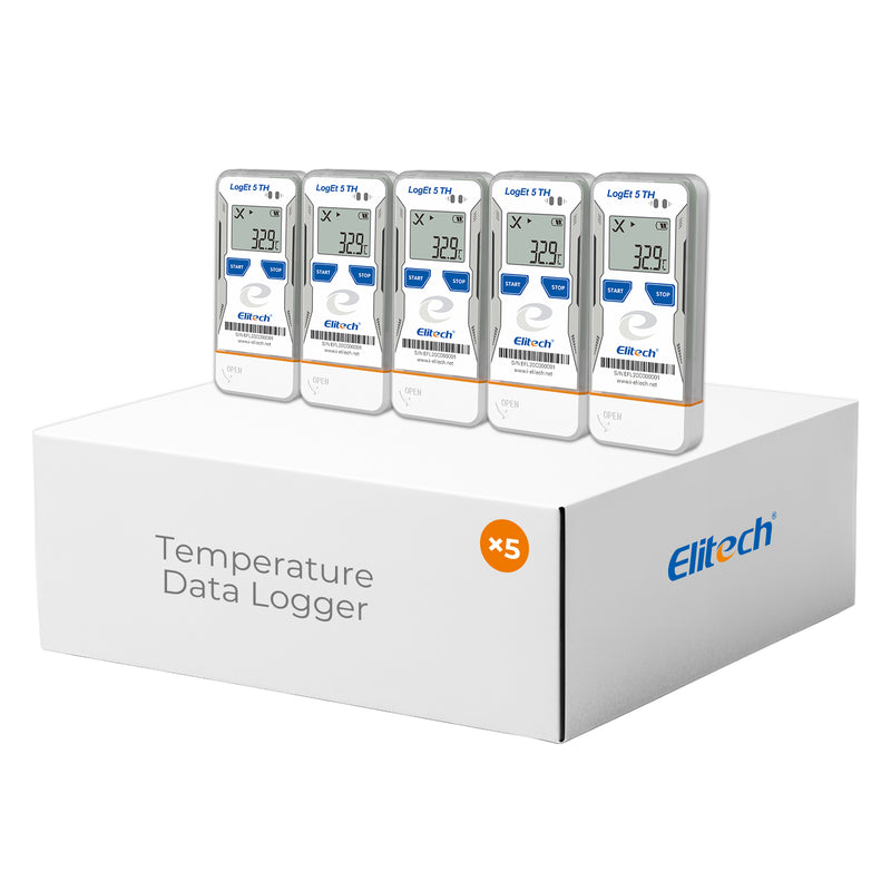 Elitech USB Digital Temperature Humidity Data Logger with Shadow Data Reusable Recorder 32000 Points , Auto PDF/ CSV Report, for Windows/MacOS, Refrigerator Thermometer LogEt5TH