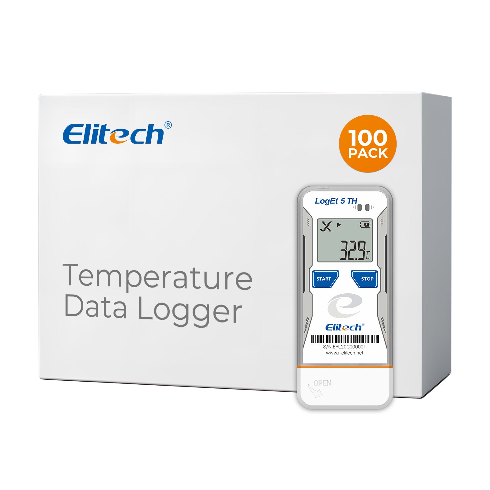Elitech USB Digital Temperature Humidity Data Logger with Shadow Data Reusable Recorder 32000 Points , Auto PDF/ CSV Report, for Windows/MacOS, Refrigerator Thermometer LogEt5TH