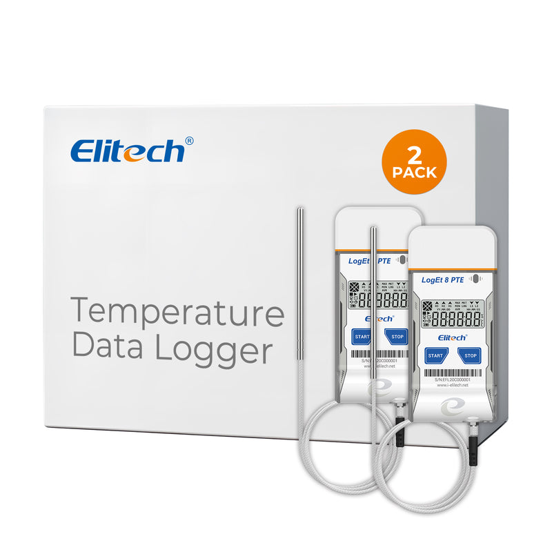 Elitech USB Temperature Data Logger Reusable Temperature Recorder Refrigerator Thermometer High Accuracy External Temperature Sensor, Auto PDF Report USB Port 32000 Points LogEt 8 PTE, -85～150℃