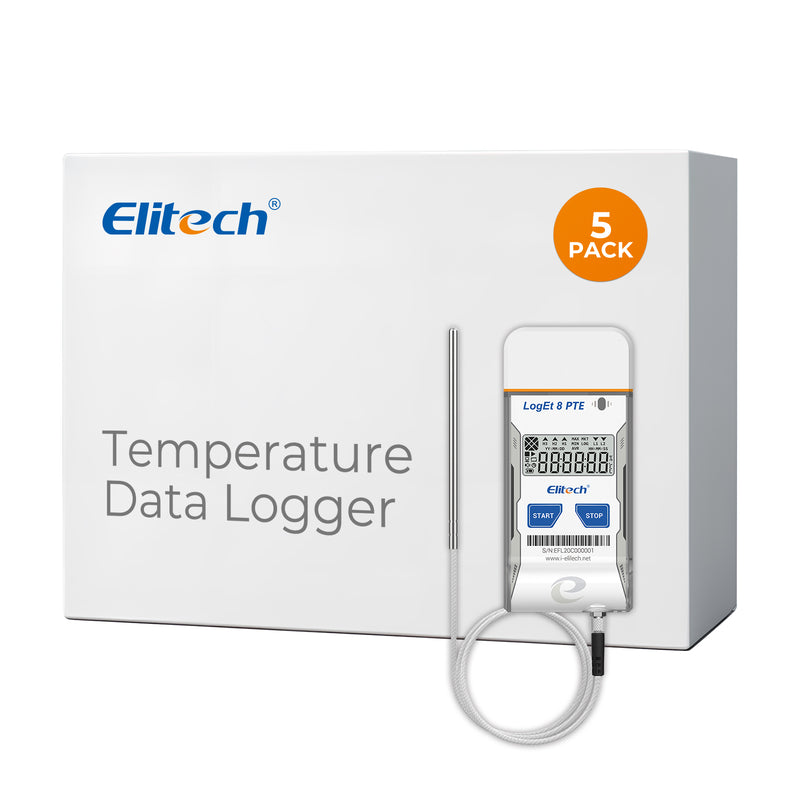 Elitech USB Temperature Data Logger Reusable Temperature Recorder Refrigerator Thermometer High Accuracy External Temperature Sensor, Auto PDF Report USB Port 32000 Points LogEt 8 PTE, -85～150℃