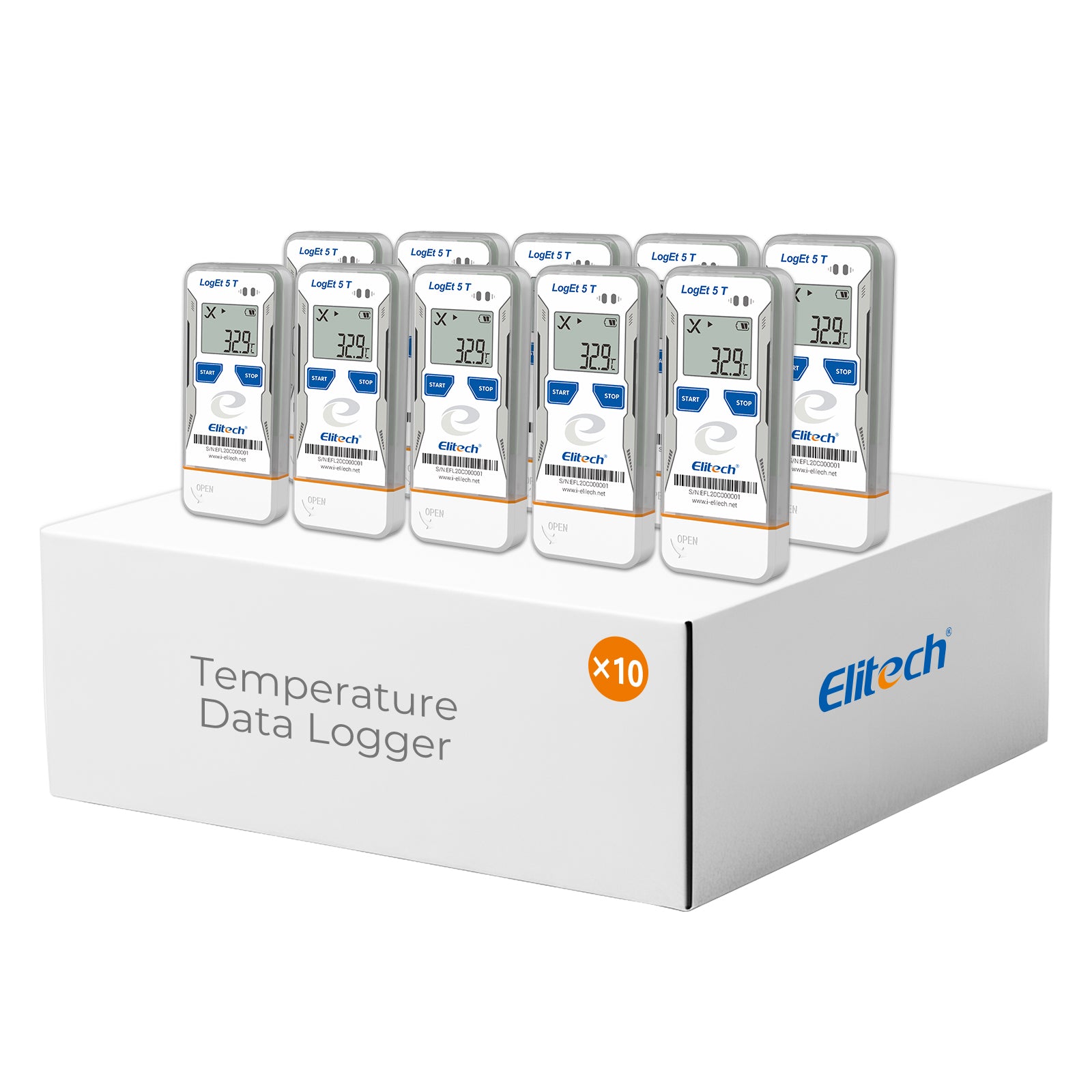 Elitech USB Digital Temperature Data Logger Reusable Recorder with Shadow Data 32000 Points , Auto PDF/ CSV Report, for Windows/MacOS, Refrigerator Thermometer LogEt5T