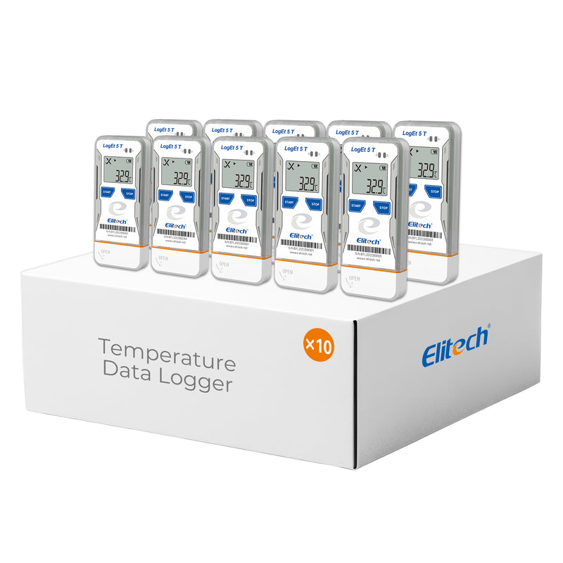 Elitech USB Digital Temperature Data Logger Reusable Recorder with Shadow Data 32000 Points , Auto PDF/ CSV Report, for Windows/MacOS, Refrigerator Thermometer LogEt5T