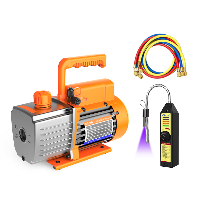Elitech NVP-5 HVAC Vacuum Pump 5CFM 2L/S 1/3HP Single Stage Rotary Vane Air Vacuum Pump for HVAC and Refrigeration Systems,  Durable and Easy to Maintain