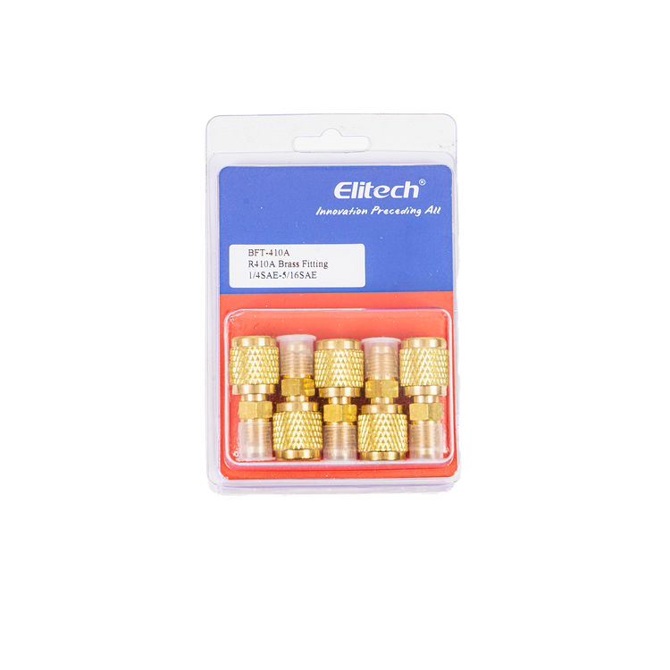 Elitech  HVAC Brass Fitting Adapter Reducer,  1/4" SAE Male to 5/16" SAE Female, Leak-Proof Refrigerant Connector for R410A R22 R134A Mini Split Air Conditioner Systems (pack of 5)