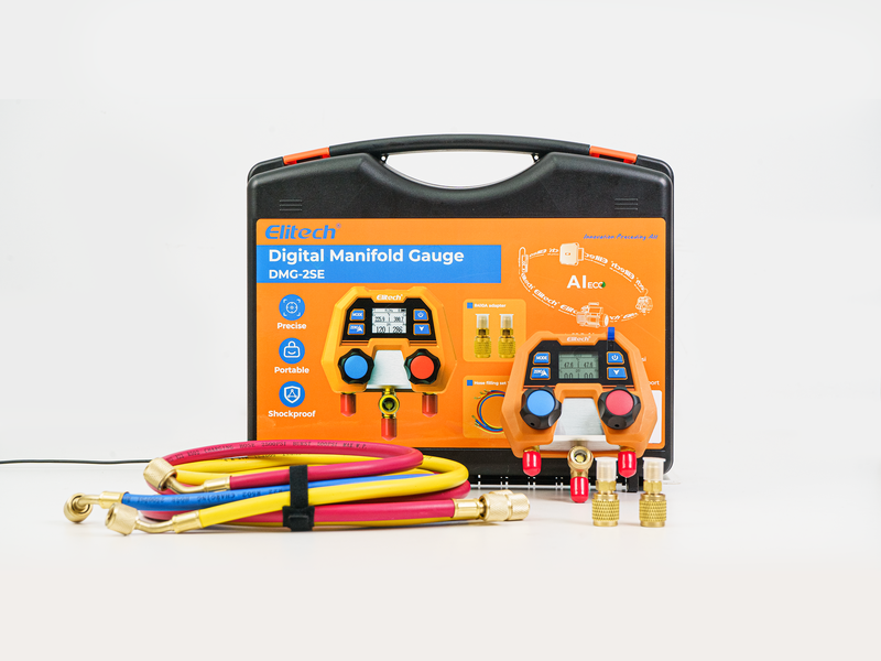 Elitech Solution Pack - Elitech NVP-3 HVAC Vacuum Pump+Digital Manifold Gauge for HVAC DMG-2SE Kit +WJL-6000S Refrigerant Leak Detector+Refrigerant Charging Scale LMC-100F+