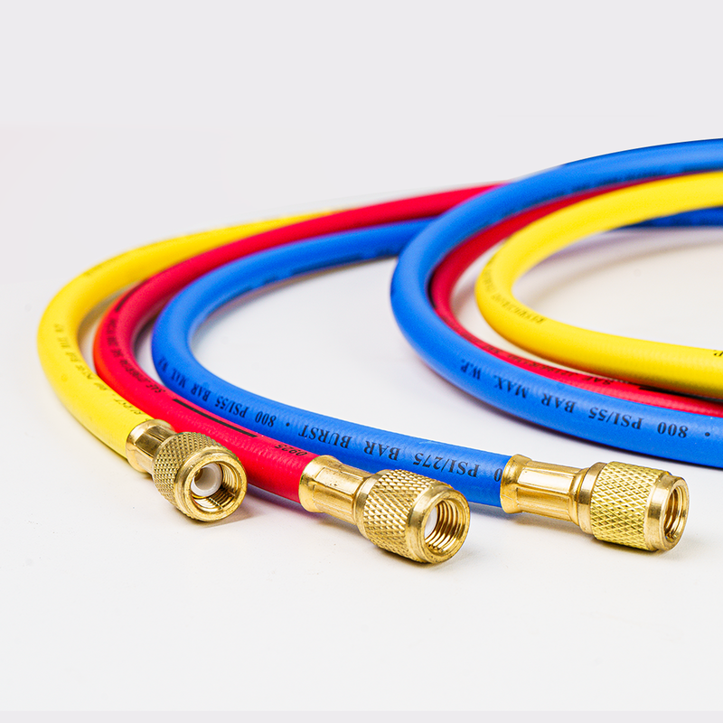 Elitech 1/4" Ball Valve Refrigerant Charging Hoses, 60", 800 PSI, for R134A R410A R22 R12 Refrigerant Systems