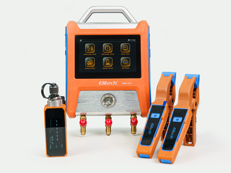 EMG-20V Intelligent HVAC Digital Manifold+VGW-Mini Vacuum Microns Digital Microns Gauge HVAC Refrigerant Vacuum Tester 1/4"