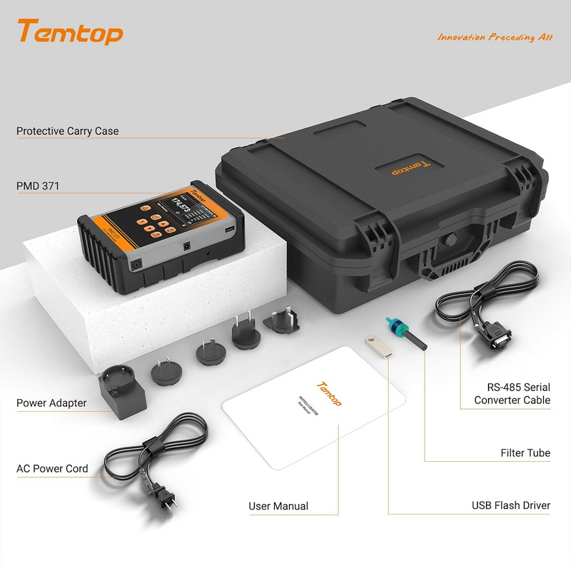 Temtop PMD 371 Aerosol Monitor Handheld Particle Counter Dust Monitor, Seven Outputs of Particle Numbers, Concentrations of Five Particles Types