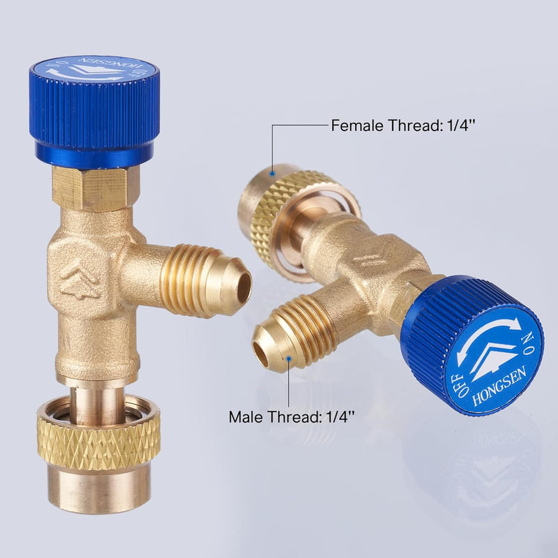 Elitech Safety Valve Refrigerant Charging Valve Brass Liquid Safety Valve for R134a R22 R407 R404 1/4in Male1/4in Female Air Conditioner Manifold