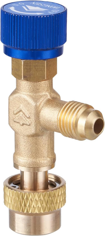 Elitech Safety Valve Refrigerant Charging Valve Brass Liquid Safety Valve for R134a R22 R407 R404 1/4in Male1/4in Female Air Conditioner Manifold