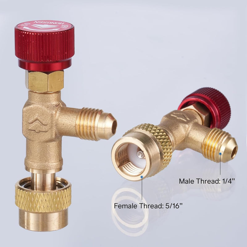 Elitech R32 R410a Refrigerant Charging Safety  Valve, 1/4" Male to 5/16" Female,  for R32 R410a Air Conditioner Manifold Brass Low Loss Fittings