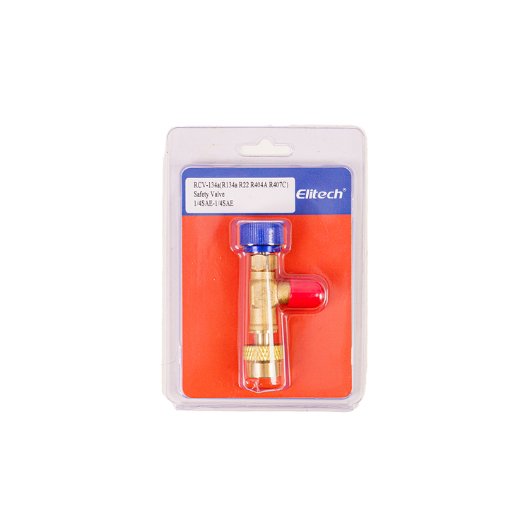 Elitech Safety Valve Refrigerant Charging Valve Brass Liquid Safety Valve for R134a R22 R407 R404 1/4in Male1/4in Female Air Conditioner Manifold