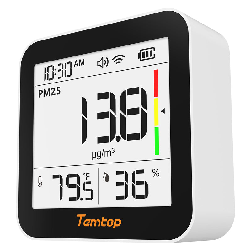 Temtop M10+ WIFI Air Quality Monitor, Rechargeable CO2 Detector with PM2.5 TVOC AQI Temperature and Humidity, 6-in-1 Indoor Pollution Meter with App Control, Data Export, E-ink Screen for Home Office
