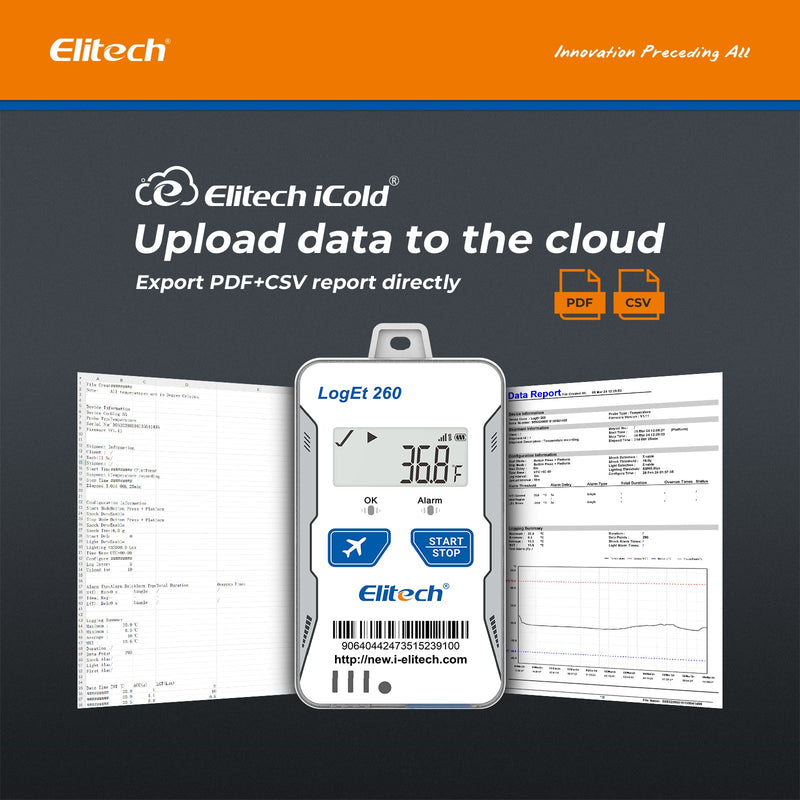 Elitech 4G GPS Reusable Real - time Temperature Humidity Data Logger Light/Shock/Location, Built - in SIM Card, Shadow Data,Airplane mode,Cloud Data Storage,SMS/Email/APP/Web Alarm,100000 Points,Loget 260 - THE - Elitech Technology, Inc.