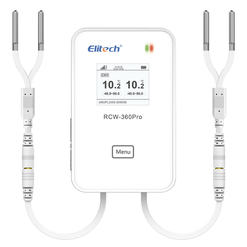 Elitech 4G Wireless Remote Real - Time IOT Temperature Humidity Monitor Digital Data Logger, APP/Cloud Data Storage, with Dual External Expansion Channel (Needs Probe) RCW - 360Pro - DC - Elitech Technology, Inc.