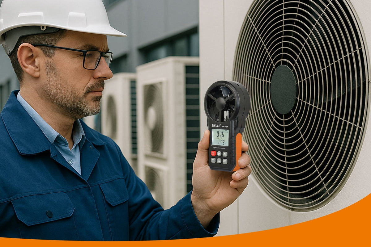 Elitech ANE - 200W Bluetooth Anemometer, Digital Wind Speed Meter with Temperature and USB Data Export, CFM/CMM Air Flow Measurement, for HVAC and Environmental Testing - Elitech Technology, Inc.