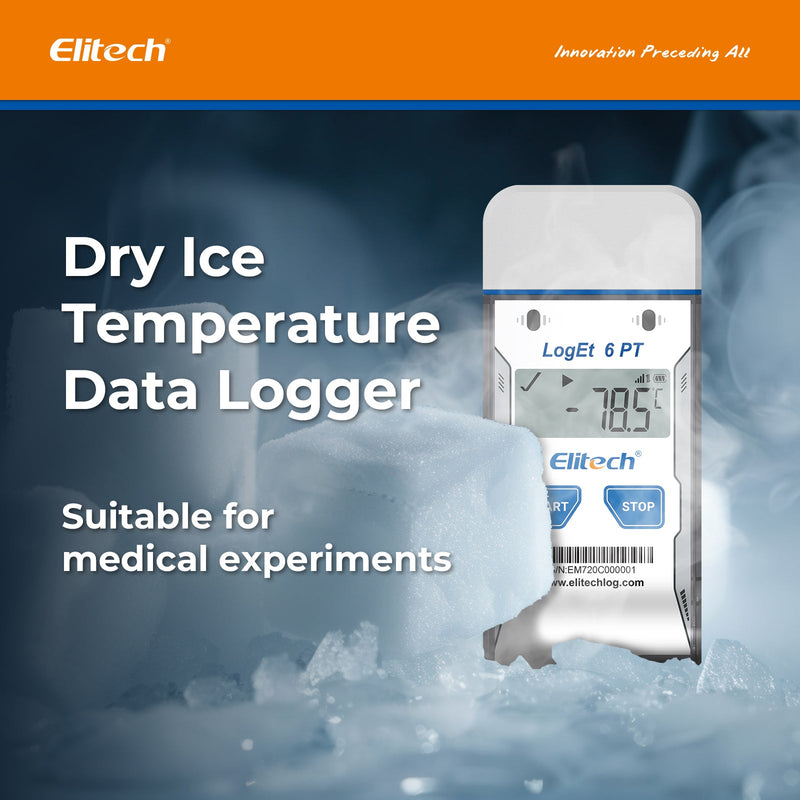 Elitech Dry Ice Single - use USB Temperature Data Logger - 85℃~50℃, 30 Days(Logging interval 5 min), 16000 Points, Shadow Data, PDF Report, LogEt 6 PT - Elitech Technology, Inc.