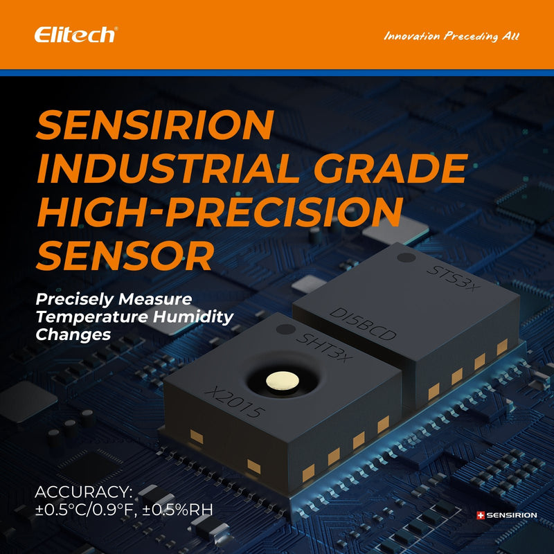 Elitech High Accuracy Digital Hygrometer Thermometer Bluetooth Data Logger 30000 Points, Humidity Temperature Monitor With Calibration Certificate for Audit, For Greenhouse/ Warehouse/ Lab/ Hospital DR - 230 - Elitech Technology, Inc.