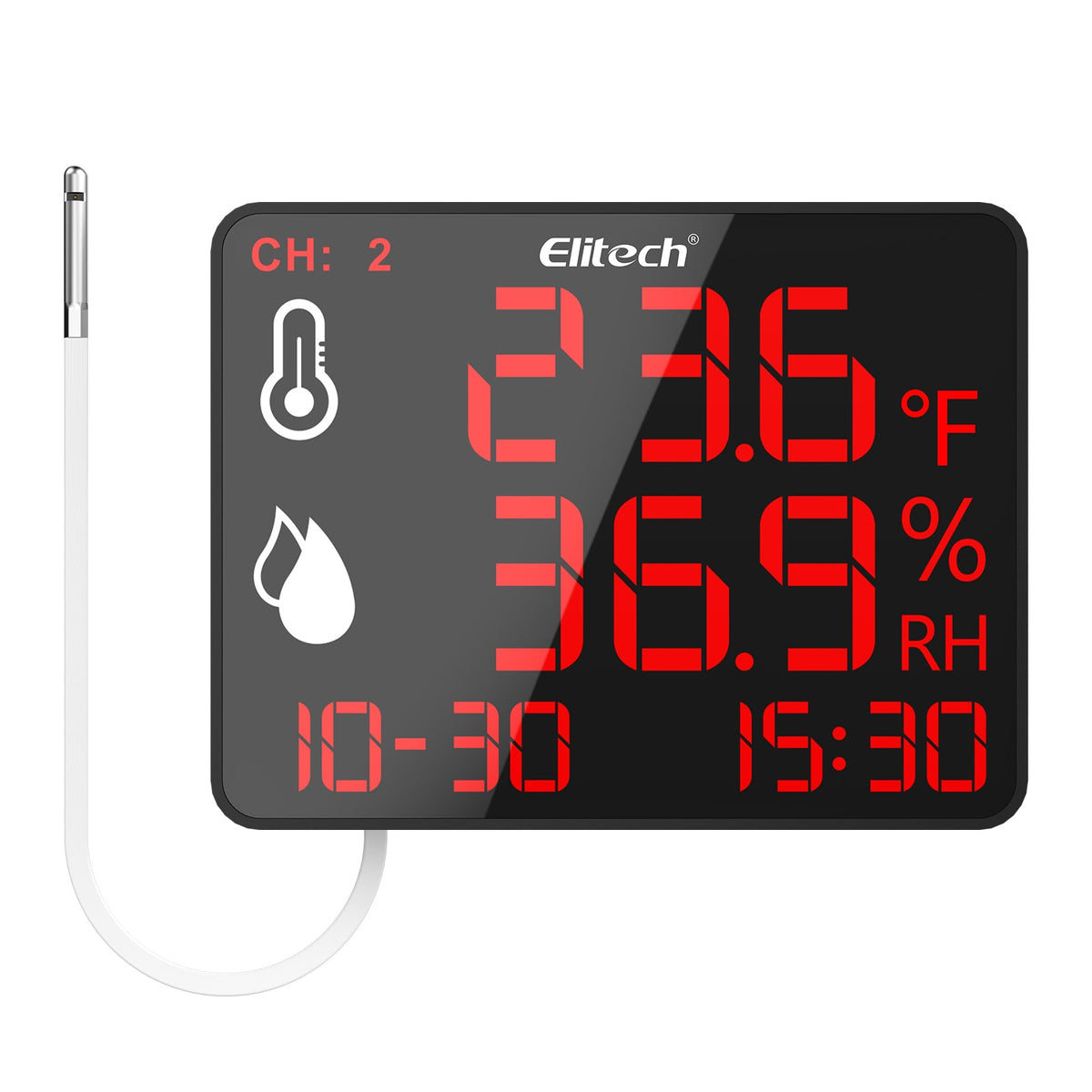 Elitech High Accuracy Digital Hygrometer Thermometer Bluetooth Data Logger 30000 Points, Humidity Temperature Monitor With Calibration Certificate for Audit, For Greenhouse/ Warehouse/ Lab/ Hospital DR - 230 - Elitech Technology, Inc.