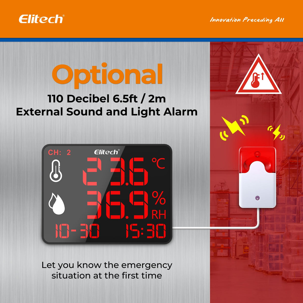 Elitech High Accuracy Digital Hygrometer Thermometer Bluetooth Data Logger 30000 Points, Humidity Temperature Monitor With Calibration Certificate for Audit, For Greenhouse/ Warehouse/ Lab/ Hospital DR - 230 - Elitech Technology, Inc.