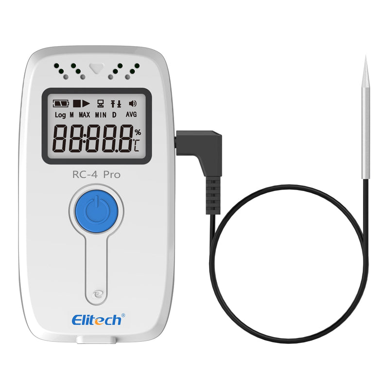 Elitech PDF USB Digital Temperature Data Logger Reuseable Recorder DDL 64000 Points High Accuracy, Shadow Data, Built-in Buzzer, Auto PDF CSV Report, Windows/MacOS Software, RC-4 Pro, RC-4H Pro