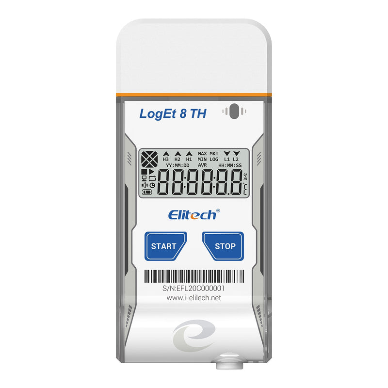 Elitech USB Digital Temperature Humidity Data Logger ( - 30 ~ 70°C/ - 22 ~ 158℉) Accuracy of±0.3℃/±0.6℉, Reusable Recorder with Shadow Data 16000 Points, Auto PDF Report, for Windows/MacOS, LogEt8TH - Elitech Technology, Inc.