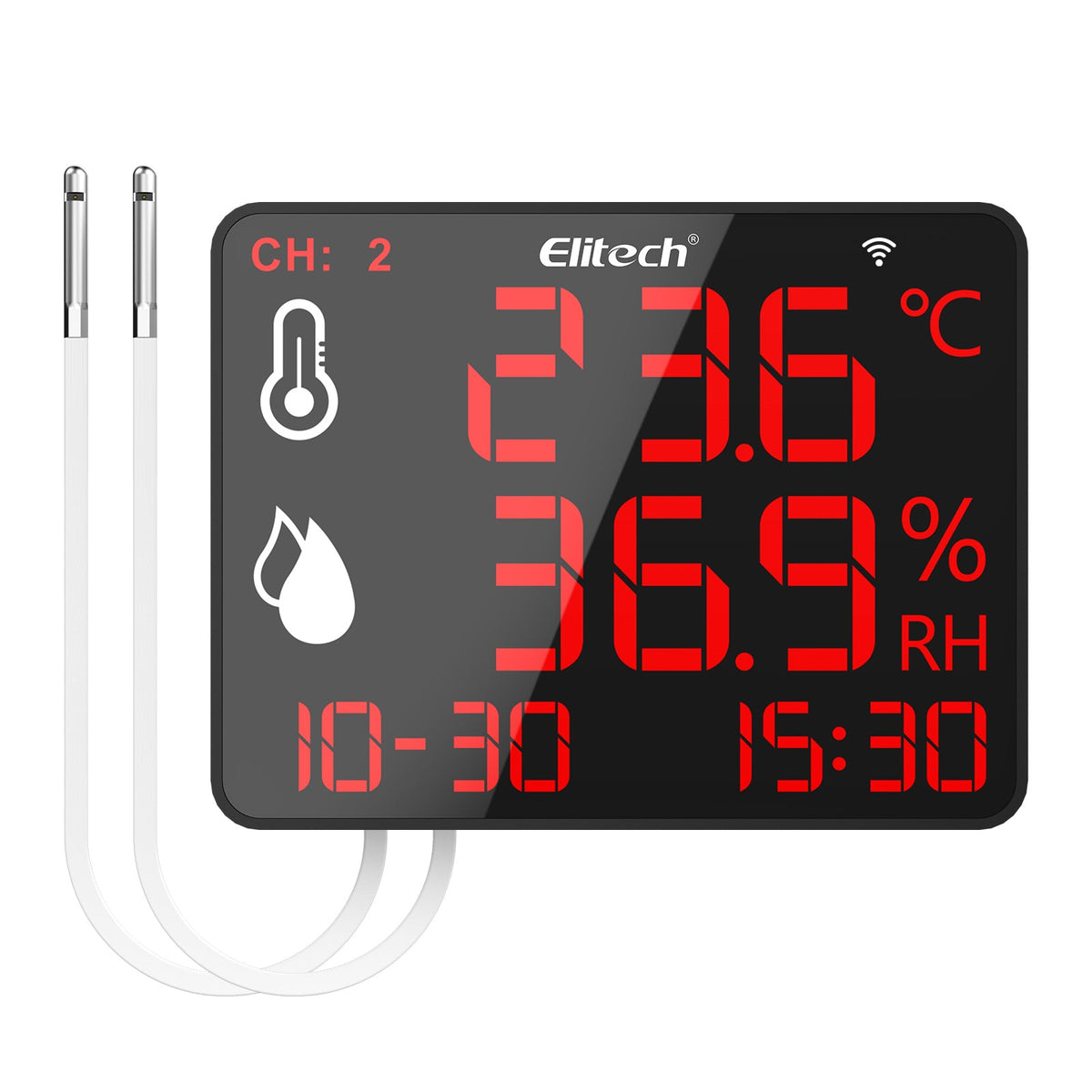 Elitech WiFi Real - time High Accuracy Digital Thermometer Hygrometer Data Logger 30000 Points, Humidity Temperature Monitor With Calibration Certificate for Audit, For Greenhouse/ Warehouse/ Lab/ Hospital DR - 230W - Elitech Technology, Inc.