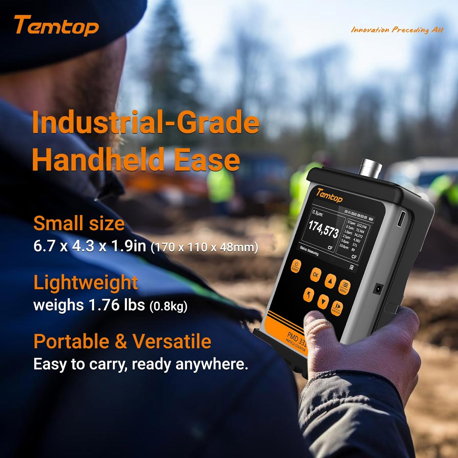 Temtop Innovative Handheld Particle Counter for Air Quality Measurement Conform to ISO Standard PMD 331