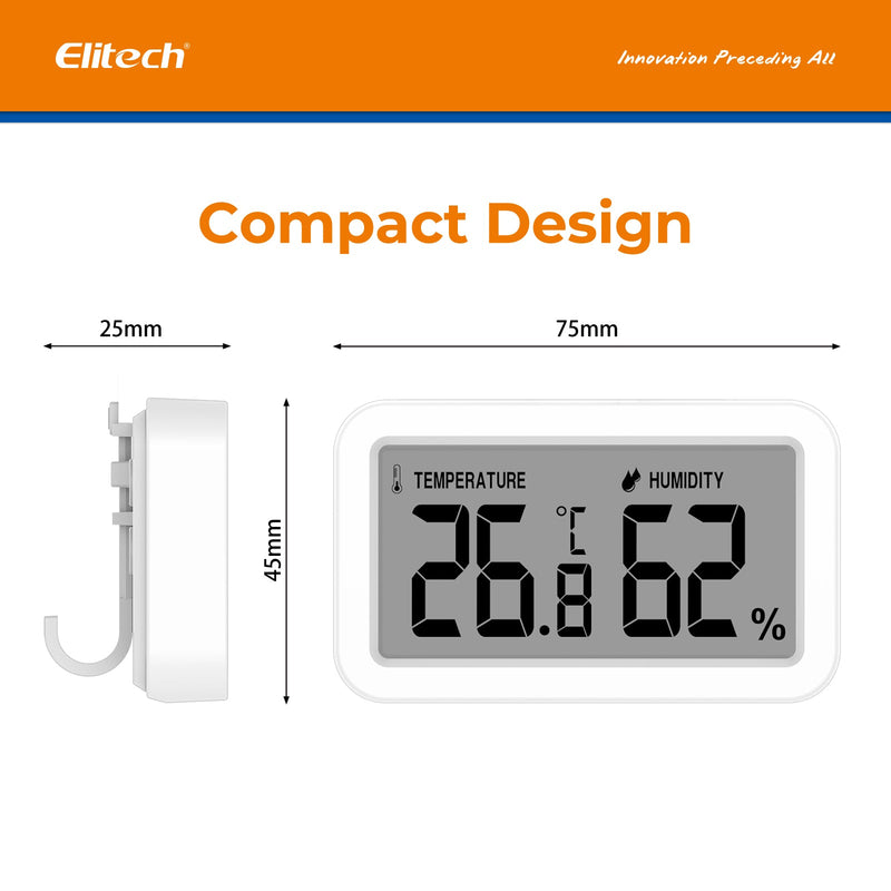 (Pre - order) Elitech Fridge Thermometer Hygrometer Digital Freeze Refrigerator Thermometer Waterproof Large LCD Display TM - 2TH - Elitech Technology, Inc.