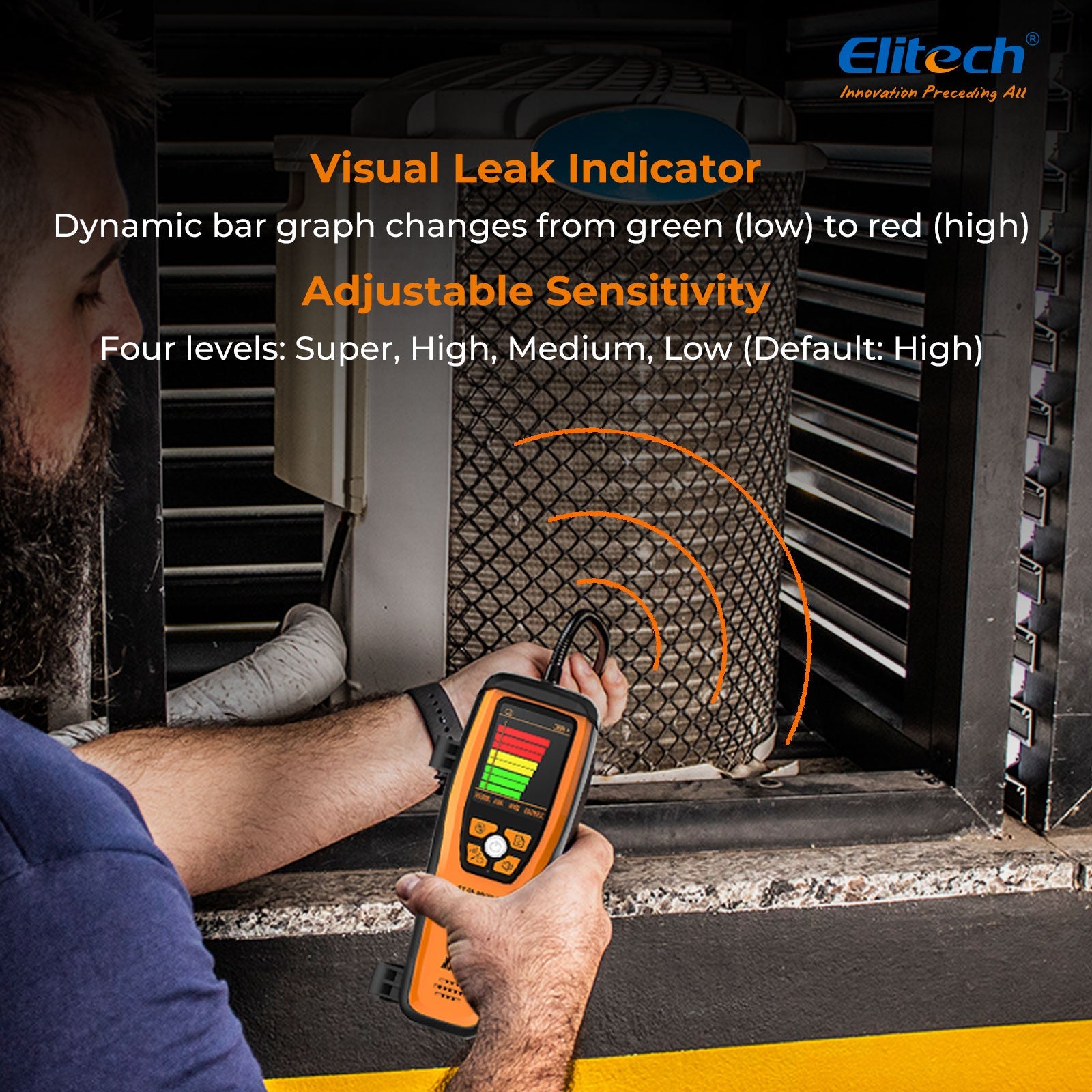 (Pre - order) Elitech Infrared Refrigerant Leak Detector ILD - 200 max High - Precision HVAC/R Leak Detection, 10 - Year Sensor Lifetime, 1g/a Ultra - Low Detection, 4 Sensitivity Levels, Rechargeable Battery, TFT Display & Sound Alarm - Elitech Technology, Inc.