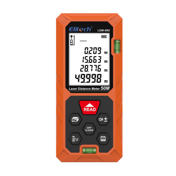 (Pre - order) Elitech Laser Distance Meter 165ft, Digital Measure Tool with Area/Volume/Pythagoras Mode, Backlit LCD, 99 Data Records, ±2mm Accuracy, Ft/In/M Unit Switch, Ideal for Home DIY & Interior Design – LDM - 50D - Elitech Technology, Inc.