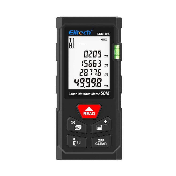 (Pre - order) Elitech LDM - 50S Laser Distance Meter, 165ft Digital Measure Tool ±2mm Accuracy, Area/Volume/Pythagoras Modes, Backlit LCD, 99 Records, Unit Switch – for Home & DIY - Elitech Technology, Inc.