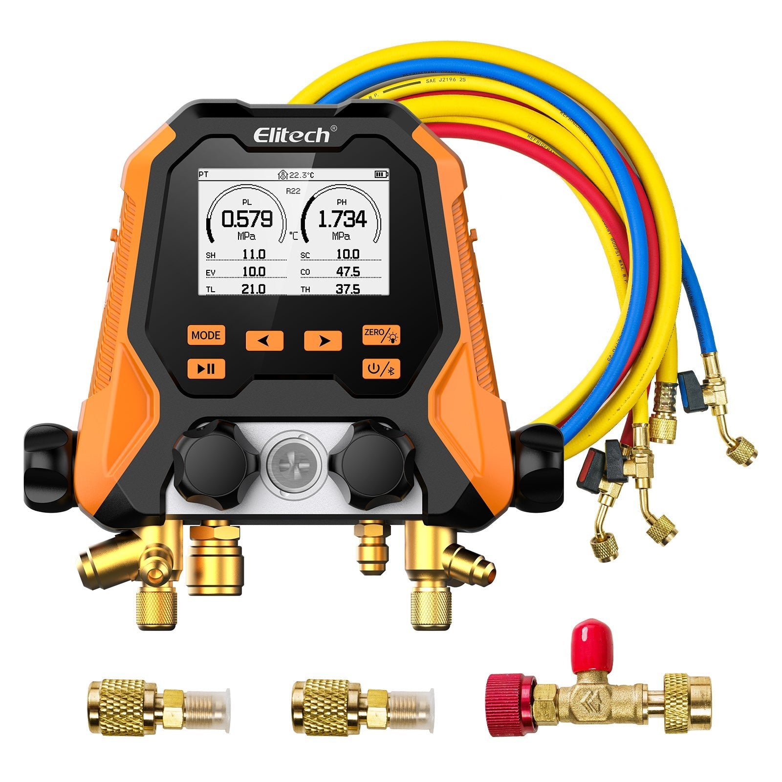 (Pre - order)Elitech MS - 870 HVAC Digital Manifold Gauge Set, 4 - in - 1 Refrigeration Tool with Vacuum, Pressure - Hold, Data Logging, Supports 18 Refrigerants, Bluetooth APP, for HVAC/R Systems - Elitech Technology, Inc.