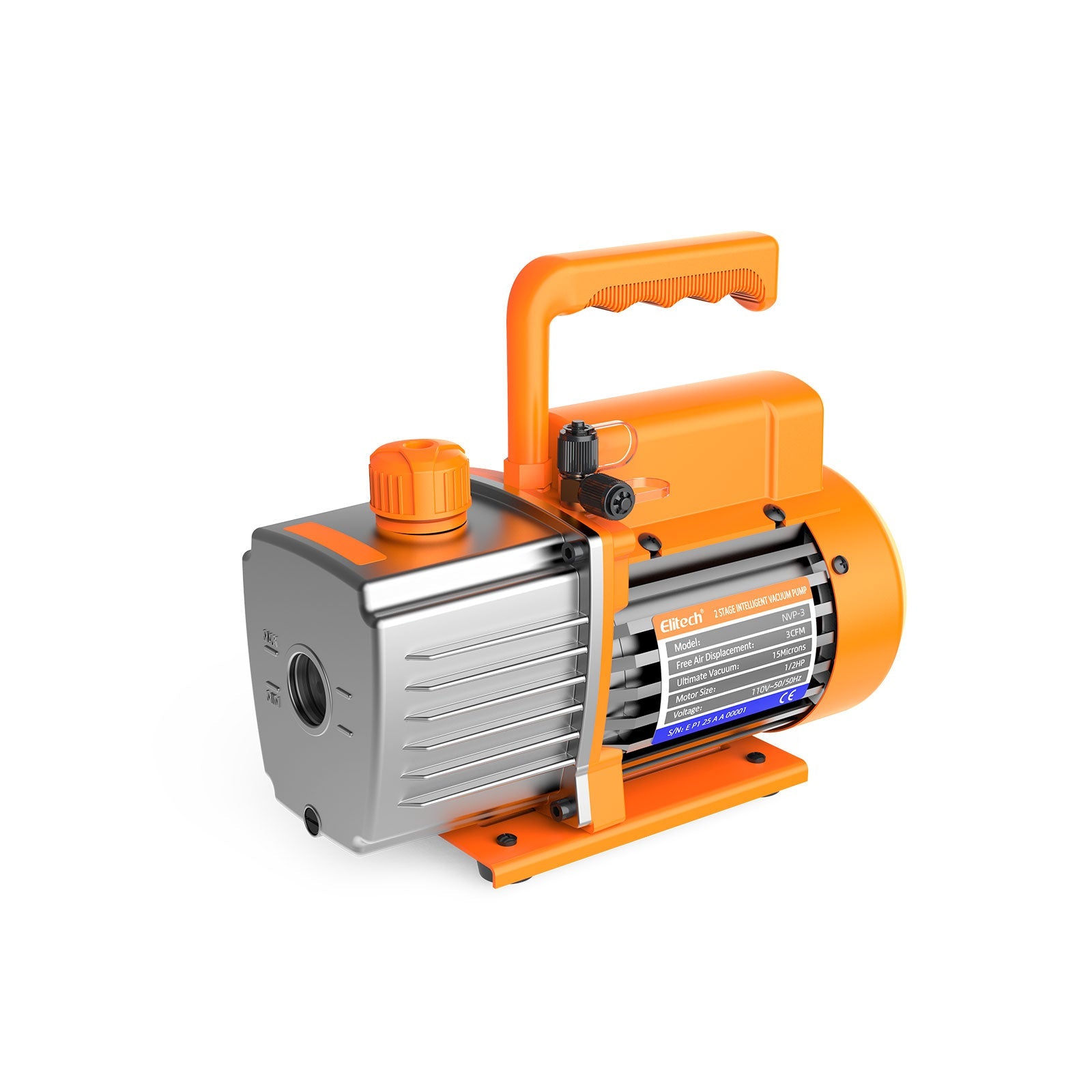 (Pre - order)Elitech NVP - 3 HVAC Vacuum Pump 3CFM 1.5L/S 1/4HP Single Stage Rotary Vane Air Vacuum Pump for HVAC and Refrigeration Systems, Durable and Easy to Maintain - Elitech Technology, Inc.