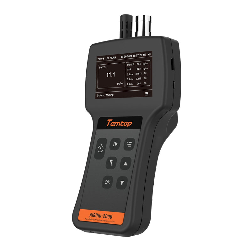 Temtop Airing 2000 3 - channel Handheld Particle Counter Dust Monitor with Pumped PM Sensor, Three Outputs of Particle Numbers 0.3μm, 0.5μm, 1.0μm, Concentrations of Three Particles Types PM2.5, PM10, TSP, Temp & Humidity Detector - Elitech Technology, Inc.