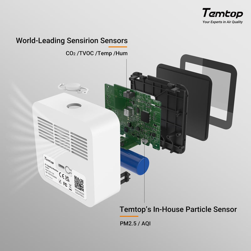 Temtop M10+ Smart Indoor Air Quality Monitor for CO2, AQI, PM2.5, VOC Temperature & Humidity with App - Elitech Technology, Inc.