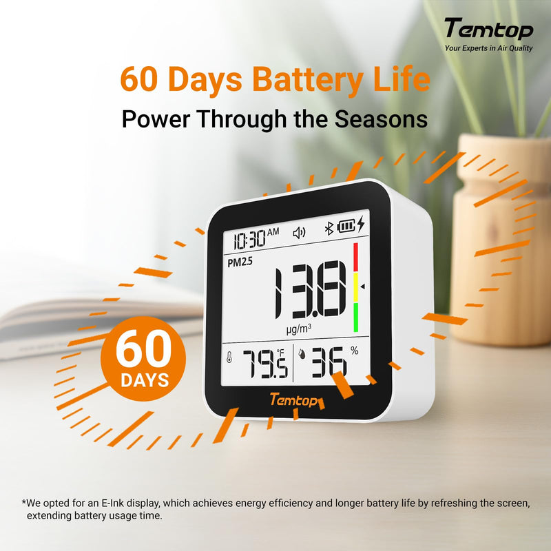 Temtop M10+ Smart Indoor Air Quality Monitor for CO2, AQI, PM2.5, VOC Temperature & Humidity with App - Elitech Technology, Inc.