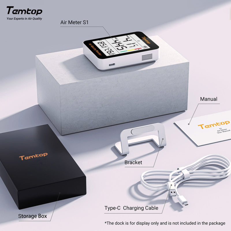 Temtop S1 - up Indoor Air Quality Meter Temperature & Humidity AQI PM2.5 Monitor with Accurate Sensor - Elitech Technology, Inc.