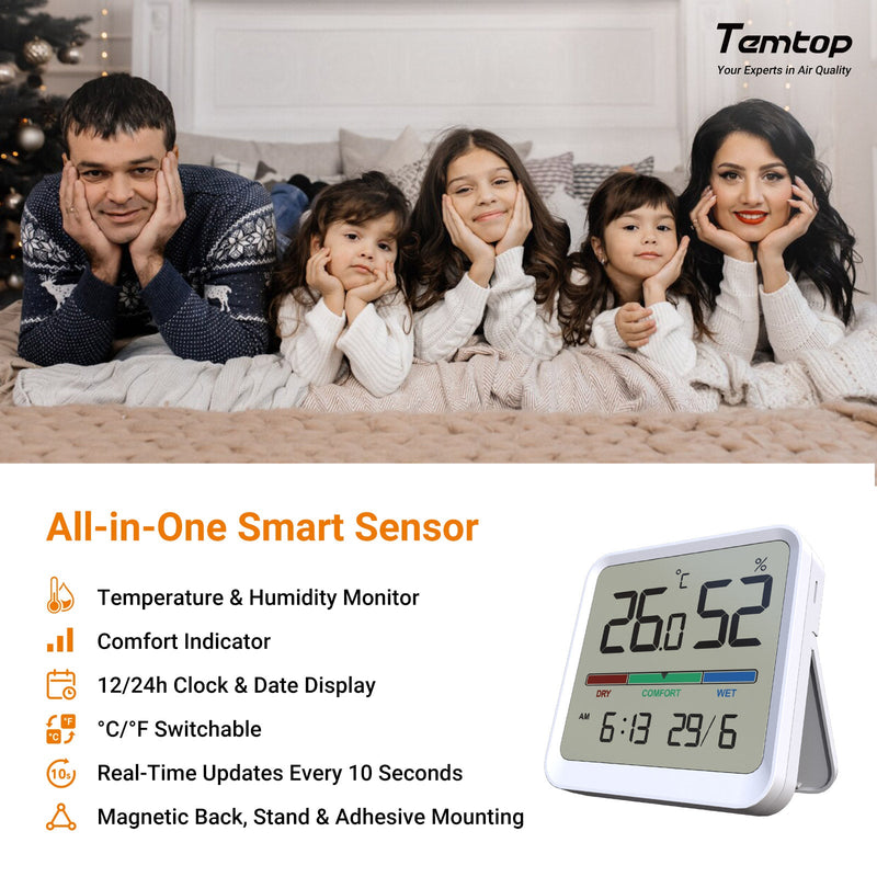 Temtop T1 - SE Indoor Thermometer Hygrometer – Digital Room Temperature and Humidity Monitor with Comfort Indicator, ℃/℉ Switch, for Home, Office, Nursery - Elitech Technology, Inc.