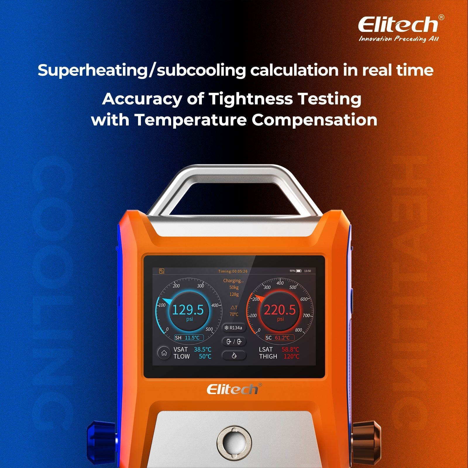 Elitech EMG-20V Intelligent HVAC Digital Manifold 2 Valves with 5” Smart Touch Screen - Elitech Technology, Inc.