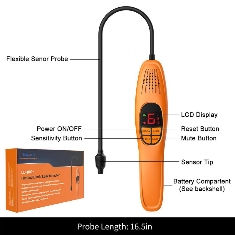 Elitech LD-100+ Heated Diode Refrigerant Leak Detector HVAC AC Sniffer Automotive