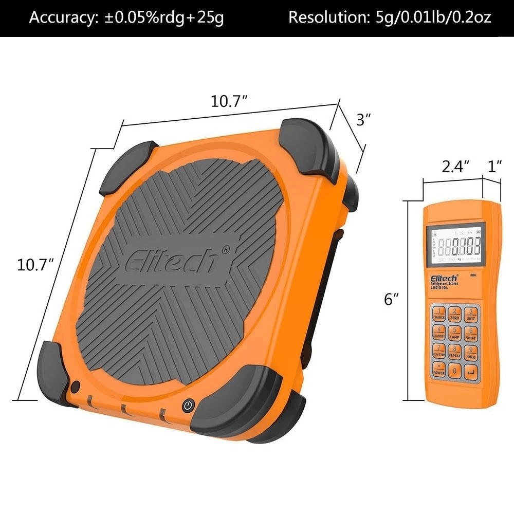 Elitech LMC-310A Wireless Refrigerant Electronic Charging Recovery Scale Freon Scale Digital HVAC Weight Scale Charging Valve with Solenoid 330 Lbs - Elitech Technology, Inc.